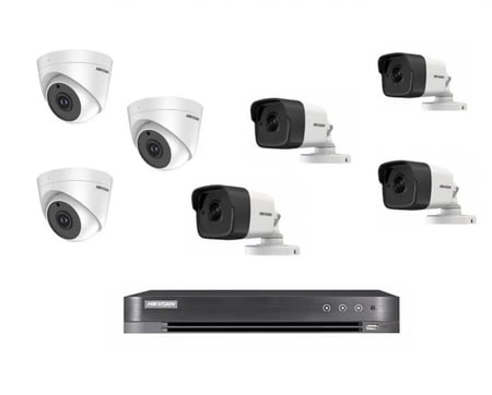 عدد 7 كاميرا 5ميجا بكسل + جهاز تسجيل 8 منافذ + هارد 1 تيرا