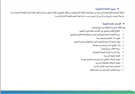 الخطة التشغيلية للمدرسة