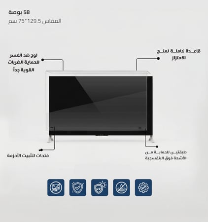 حامي شاشة تلفزيون 58 بوصة ضمان كسر المنتج مدى الحياة.