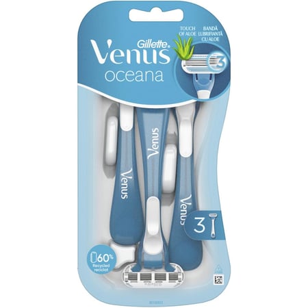 ماكينة حلاقة 3 شفرات Venus اوشيانا جيليت للنساء 3 قطع