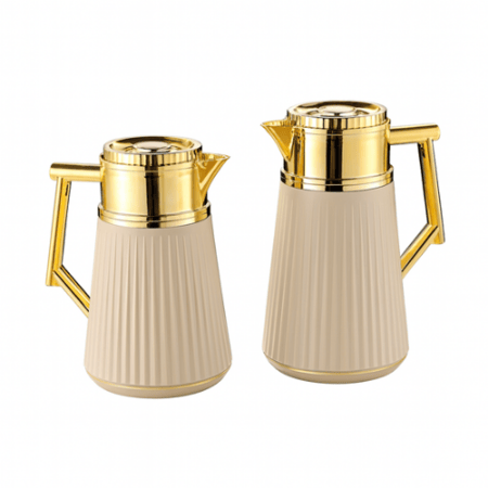 طقم ترامس شاي وقهوة بيج مذهب من الأسطورة متجر منزلك