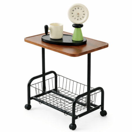 طاولة خشبية متحركة مع رف تخزين متجر منزلك