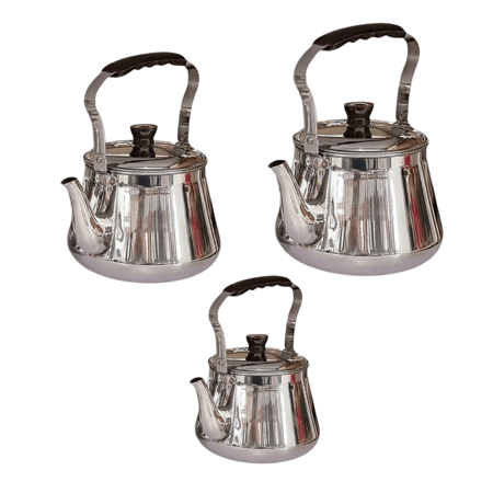 طقم 3 أباريق شاي ستانلس ستيل من Ipasa متجر منزلك