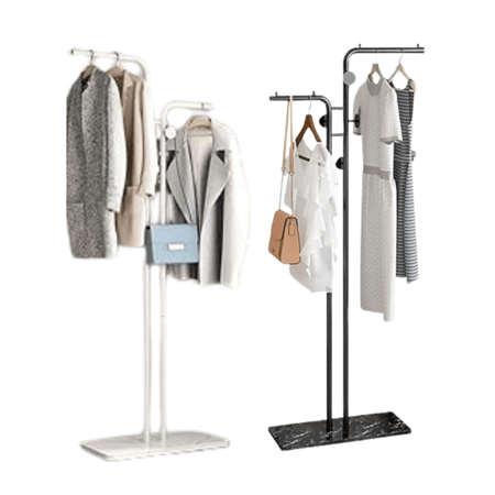 علاقة ملابس مزدوجة معدنية بقاعدة رخامية متجر منزلك