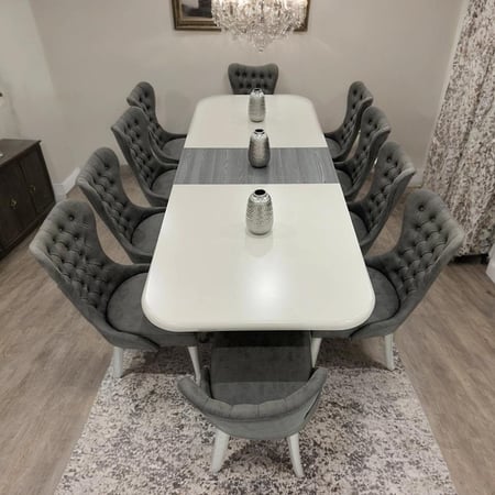 طاولة طعام تركي خشب 10 كراسي مع بوفية