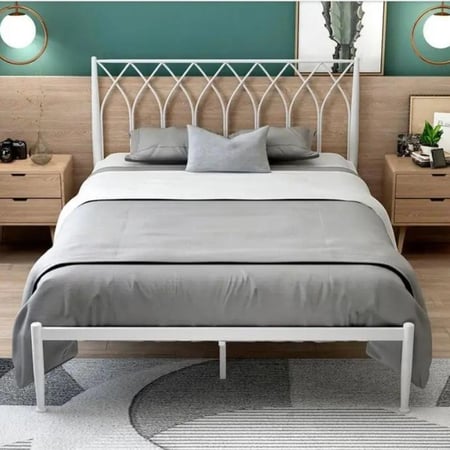 سرير هيكل حديد مودرن أبيض 190X120سم