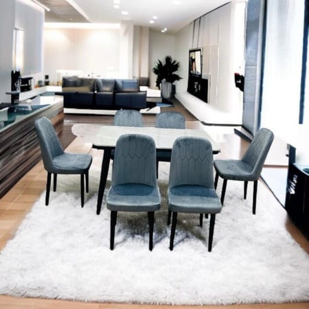 طاولة طعام رخام 6 كراسي