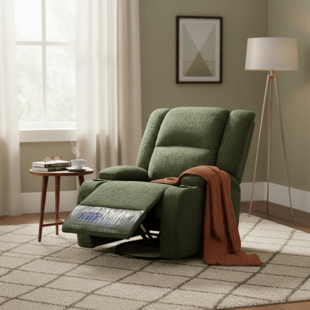 كرسي استرخاء هزاز دوار اخظر بتصميم مريح