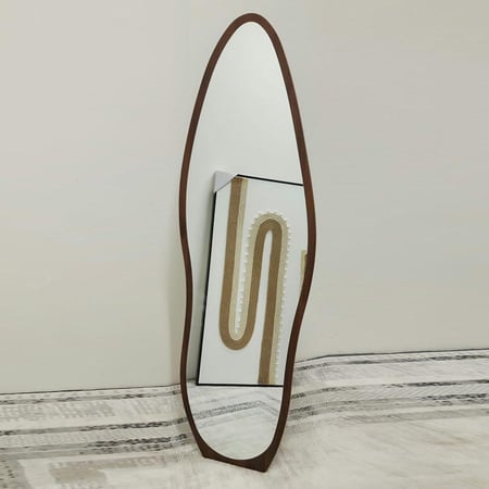 مرايا استاند خشب بني فاتح مقاس 50*160 سم