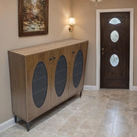 دولاب احذية خشب بنقشة الراتان 3 باب