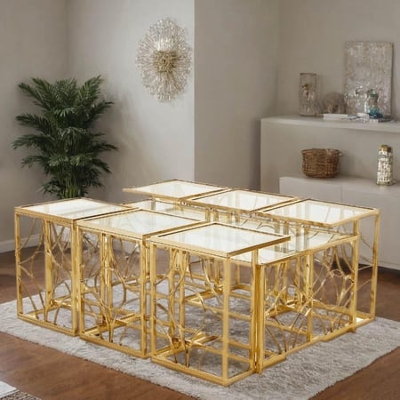 طقم طاولات شاي زجاج 7 قطع