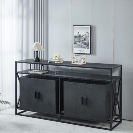 دولاب بوفية خشب اسود مقاس 45*95*180 سم