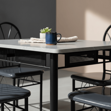 طاولة طعام جري سطح خشب 4 كراسي