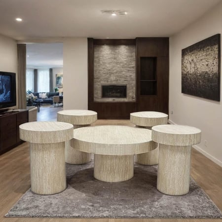 طقم طاولات شاي خشب 5 قطع