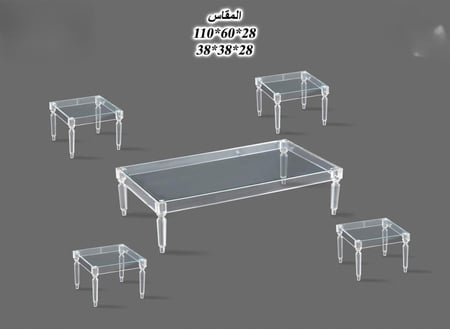 طقم طاولات شاي اكرليك ارضي مستطيل 5 قطع