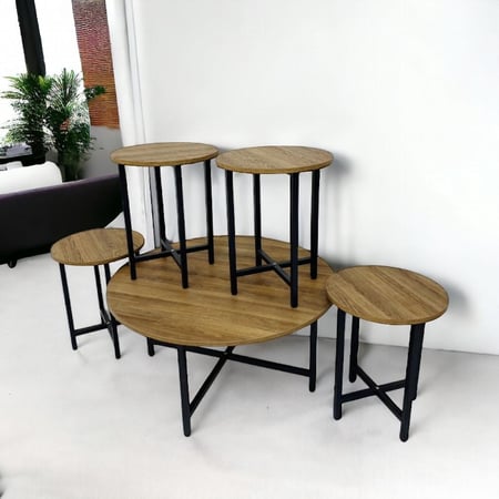 طقم طاولات خدمة  خشب 5 قطع