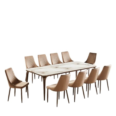 طاولة طعام بديل الرخام 10 كراسي مقاس 100*220 سم