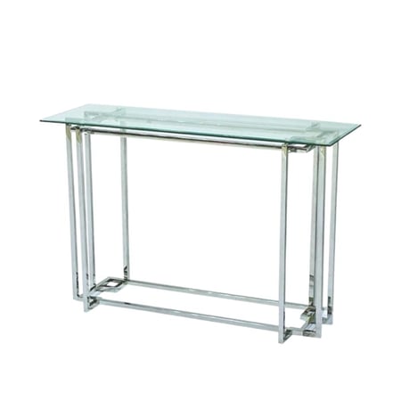 كونسول استقبال زجاج استيل فضي 120x40سم
