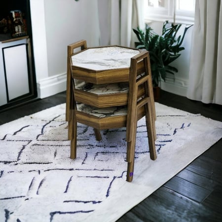 طقم طاولات تقديم  خشب 3 قطع