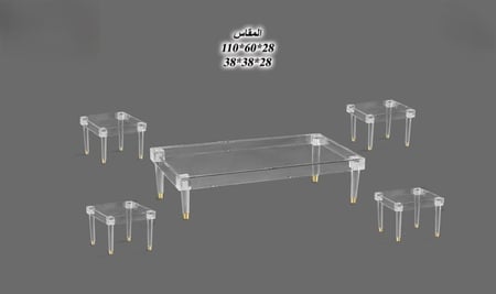 طقم طاولات شاي اكرليك ارضي 5 قطع