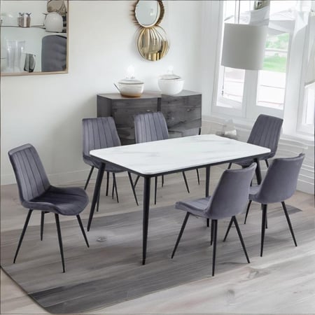 طاولة طعام رخام 6 كرسي