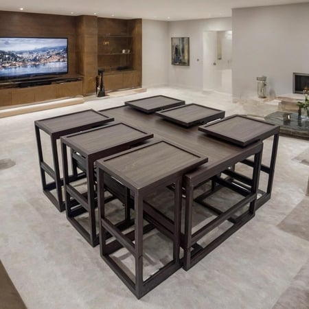 طقم طاولات شاي خشب تركي 7 قطع