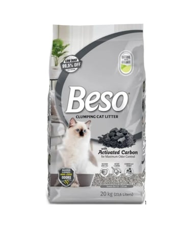 رمل بيسو بالفحم للقطط