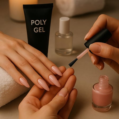 تركيب اظافر بولي جل مع لون