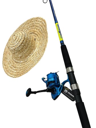 سنارة كاستنق  50-100g جاهزة قطعتين مع خيط حرير  + قبعة قش