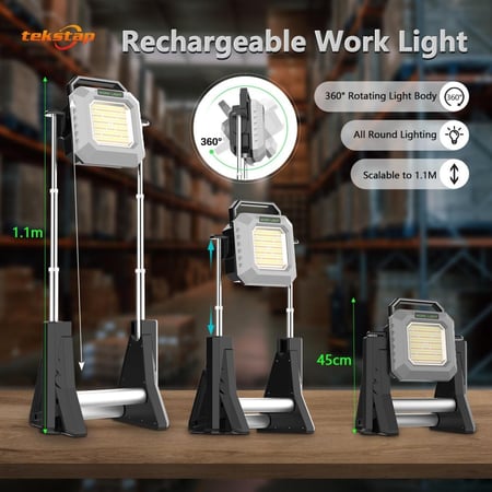 كشاف رحلات وتخييم تليسكوبي قابل للطي وتعديل الارتفاع مع أوضاع متعددة للاضاءة وقابل لإعادة الشحن