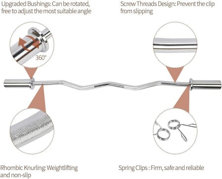 بار أولمبي متعرج الطول 120 سم