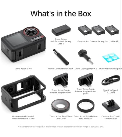 DJI Osmo Action 5 Pro Adventure Combo, Action Camera 4K with 1/1.3" Sensor, 12h Extended Battery Life with 3 Batteries, Stabilization, Dual OLED Touchscreens, Mini Action Camera for Travel, Vlog