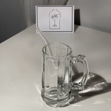 كاس زجاجي ثقيل بسعة 380 مل مع مزاز