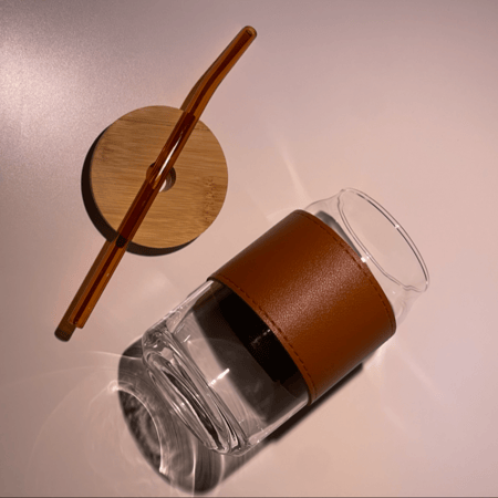 كأس زجاجي مع مزاز زجاجي بسعة 455 مل