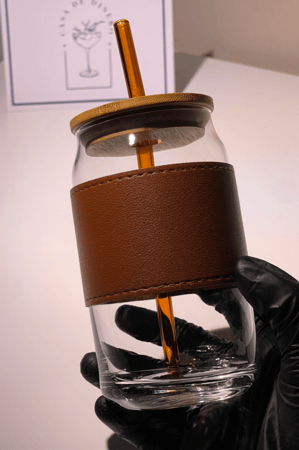 كأس زجاجي مع مزاز زجاجي بسعة 455 مل