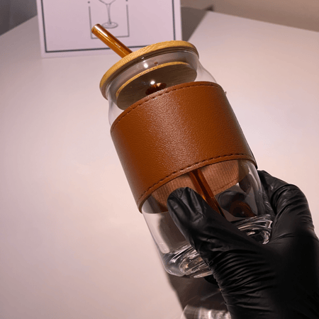 كأس زجاجي مع مزاز زجاجي بسعة 455 مل