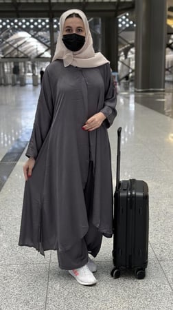 عباية سفر رمادي S22
