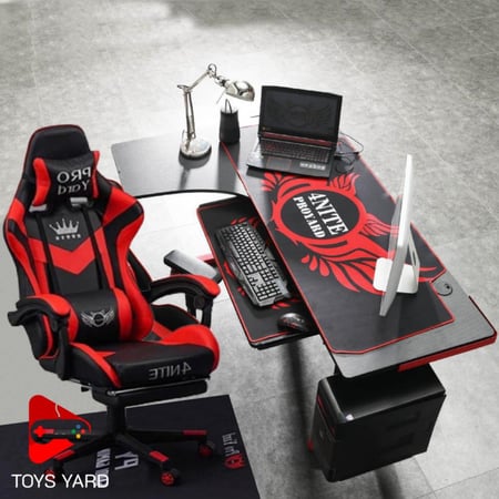 كرسي قيم مع طاولة قيم زاوية لون اسود بأحمر