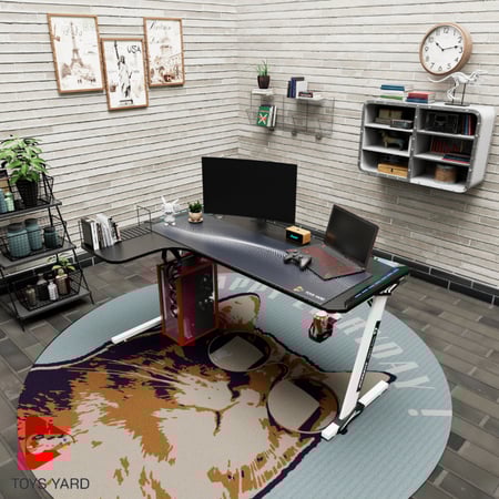 كرسي العاب قيم أبيض مع طاولة العاب زاوية لون أبيض