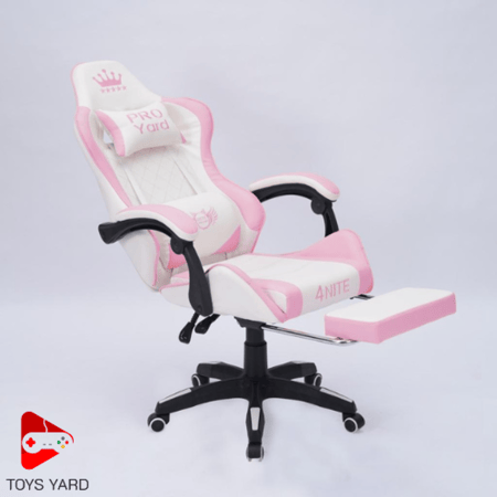 كرسي العاب قيم وردي بأبيض مع طاولة العاب زاوية لون وردي