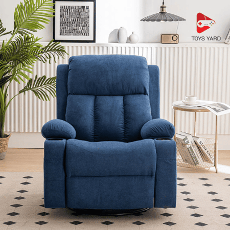 كرسي راحة مخمل ب خاصية المساج على شكل اهتزاز لون ازرق