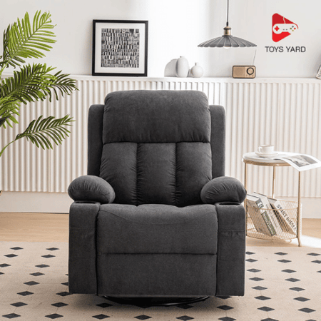 كرسي راحة مخمل ب خاصية المساج  على شكل اهتزاز لون رصاصي