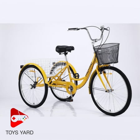 دراجة 3 كفرات رياضي لون أصفر