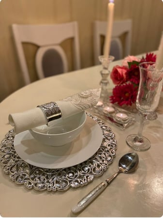 قاعده تحت الصحن بمرايا لون  فضي