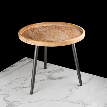 طاولة خشب طبيعي دائرية