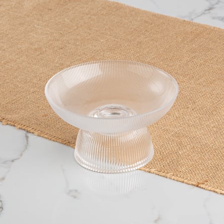 طبق تقديم زجاجي شفاف