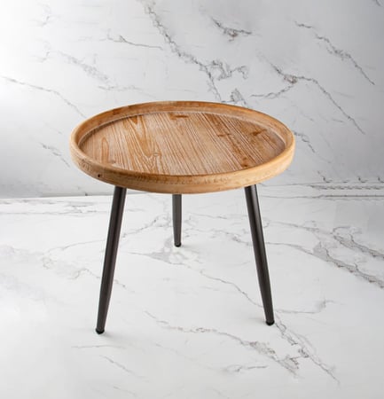 طاولة خشب طبيعي دائرية