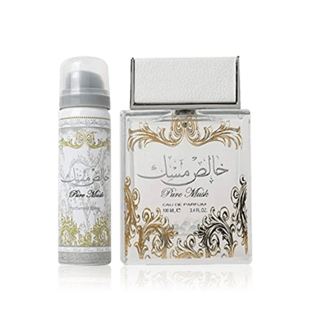 لطافة مجموعة هدايا بيور مسك ( أو دو برفيوم 100 + ميموريز مزيل العرق 50 مل)