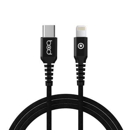 كيبل ايفون 200 سم جلد أسود ماركة بود bod