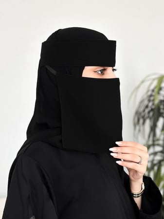 عدد3  نقاب حرير قصير بربطه